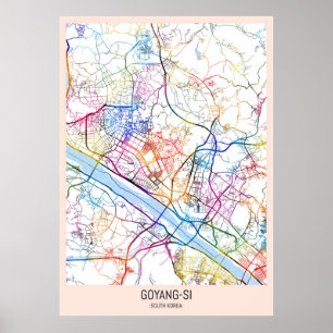 Stadtplan von Goyang-si Südkorea Poster