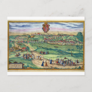 Stadtplan von Grodno, von "Civitates Orbis Terraru Postkarte