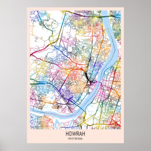 Stadtplan von Howrah Westbengalen Poster