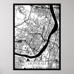 Stadtplan von Howrah Westbengalen Poster