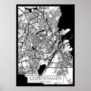 Stadtplan von Kopenhagen Dänemark Poster