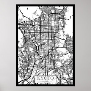 Stadtplan von Kyoto, Japan Poster