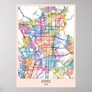 Stadtplan von Kyoto Poster