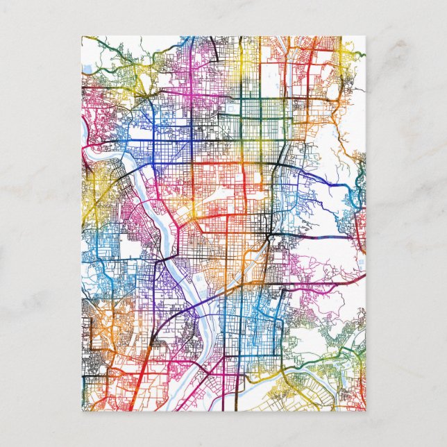 Stadtplan von Kyoto Postkarte (Vorderseite)