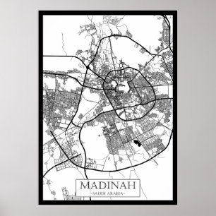 Stadtplan von Madinah Saudi-Arabien Poster
