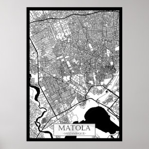 Stadtplan von Matola Mosambik Poster