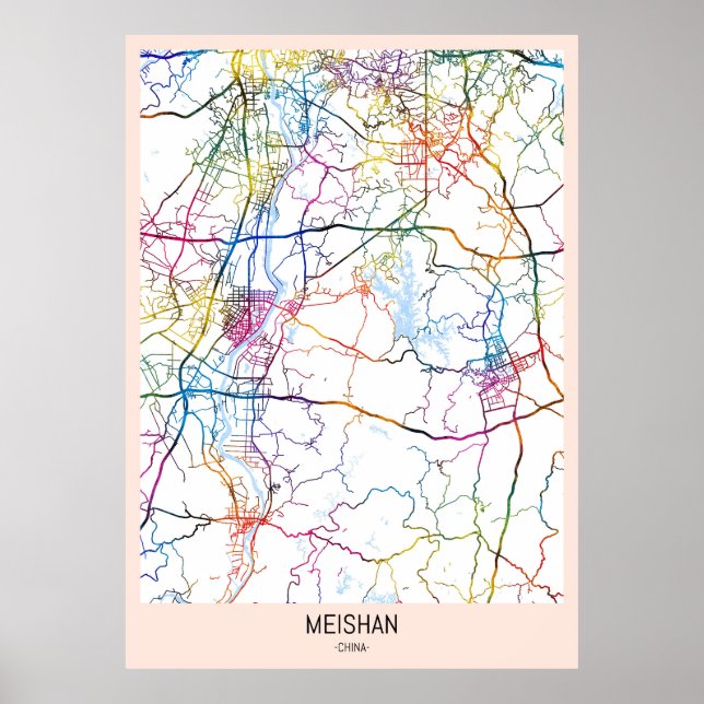 Stadtplan von Meishan, China Poster (Vorne)