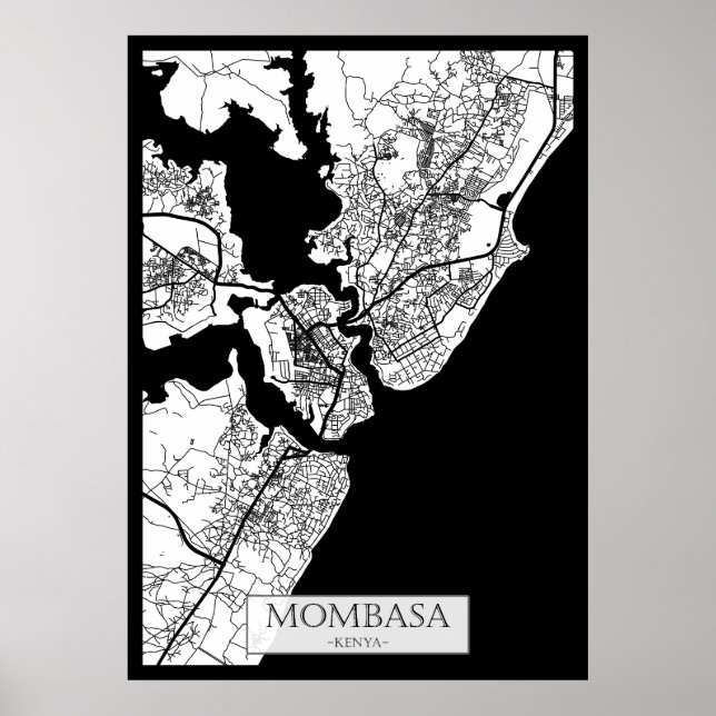 Stadtplan von Mombasa Kenia Poster (Vorne)