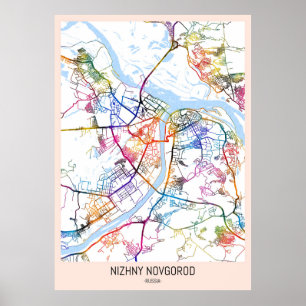 Stadtplan von Nischni Nowgorod, Russland Poster