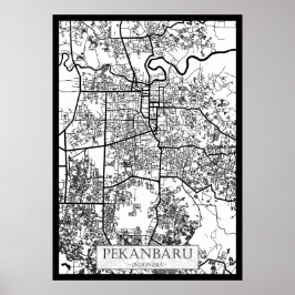 Stadtplan von Pekanbaru Indonesien Poster
