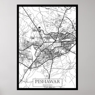 Stadtplan von Peshawar Pakistan Poster