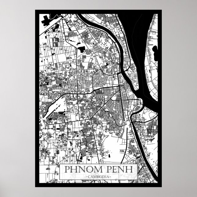 Stadtplan von Phnom Penh Kambodscha Poster (Vorne)