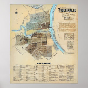 Stadtplan von Phoenixville 1921 Poster