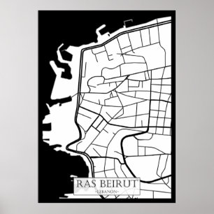Stadtplan von Ras Beirut Libanon Poster