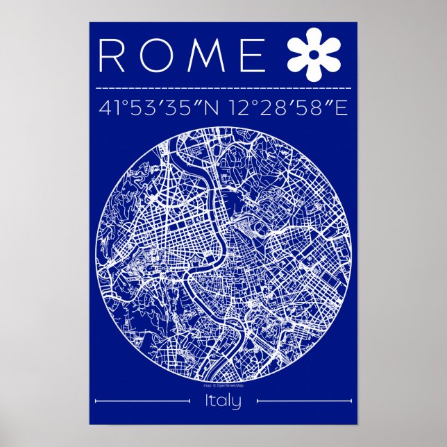Stadtplan von Rom Poster – Kreisförmiges Design (Vorne)
