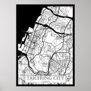 Stadtplan von Taichung Taiwan Poster