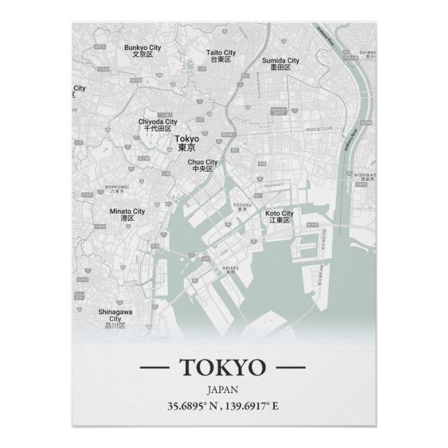 Stadtplan von Tokio, Japan im klassischen Stil Poster (Vorderseite)