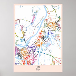 Stadtplan von Ufa Russland Poster