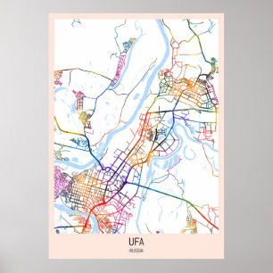 Stadtplan von Ufa Russland Poster