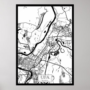 Stadtplan von Ufa Russland Poster