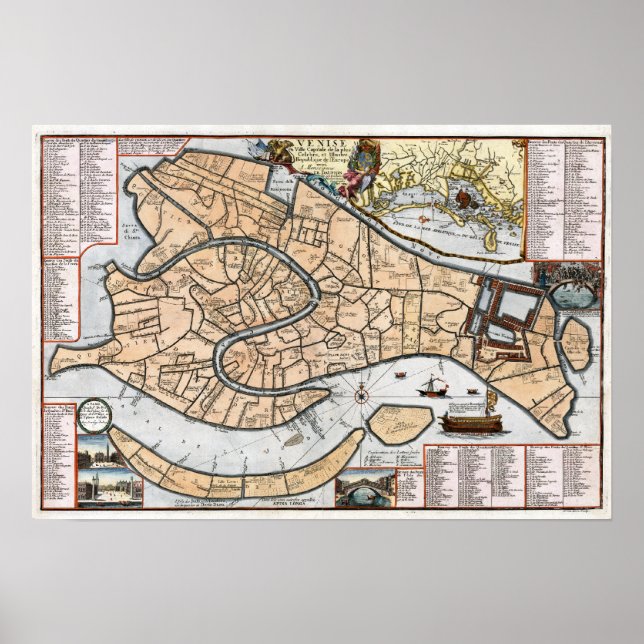 Stadtplan von Venedig 1695 Poster (Vorne)