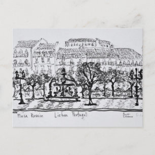 Stadtplatz Placa Rossio   Lissabon, Portugal Postkarte