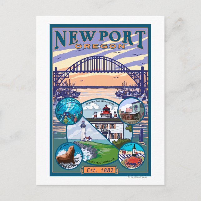 Stadtsichten - Newport, Oregon Postkarte (Vorderseite)