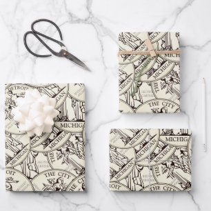 Stadtsiegel von Detroit Geschenkpapier Set