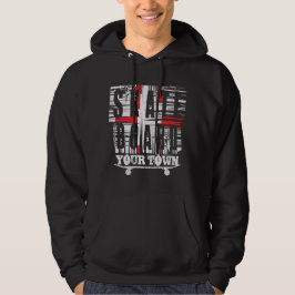 Stadtskateboard hinzufügen auf schwarz gestresstes hoodie