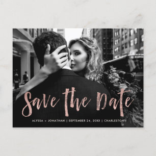 Stadtstil Rose Gold und Foto Save the Date Einladungspostkarte