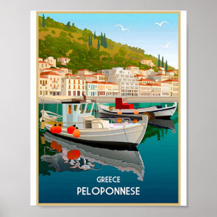 Stadtstrand Vintage Griechenland Reiseplakate Poster