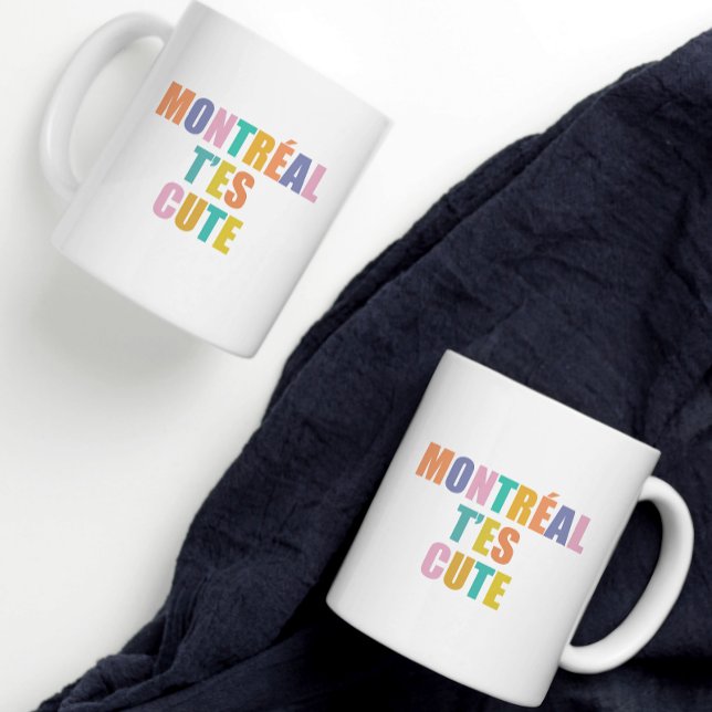 Stadttypografie von Montreal Moderne farbenfrohe T Kaffeetasse (Von Creator hochgeladen)