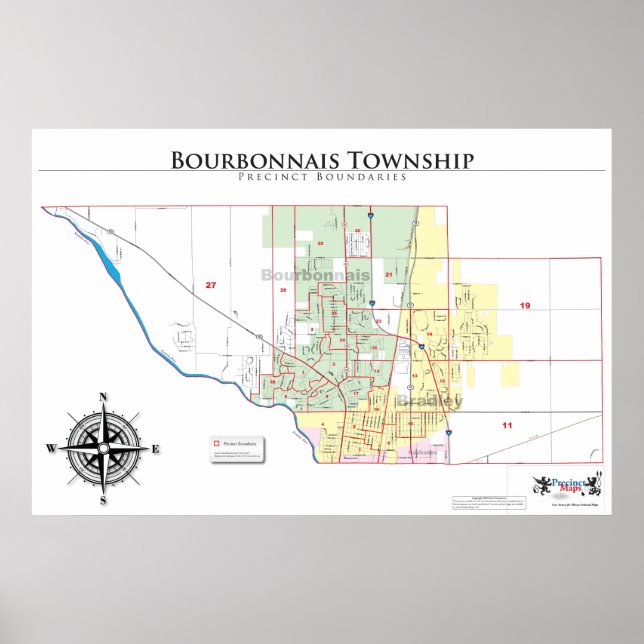 Stadtverwaltung Bourbonnais - Karte Poster (Vorne)