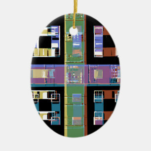 Stadtwohnungen bei Nacht Keramikornament