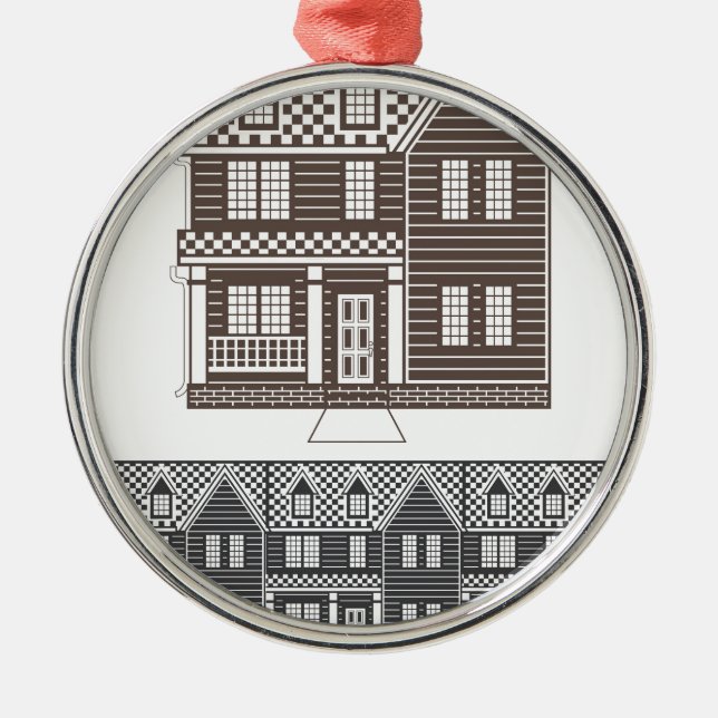 Stadtwohnungsreihe des Townhomesvektors Ornament Aus Metall (Vorne)
