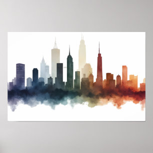Stadtzeichnung Aquarellkunst Poster