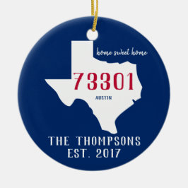 Stadtzipbaum-Verzierung Texas kundenspezifische Keramik Ornament