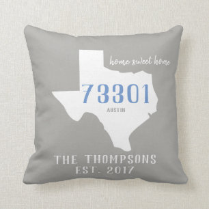 Stadtzipcode-Zuhause-Kissen Texas Kissen