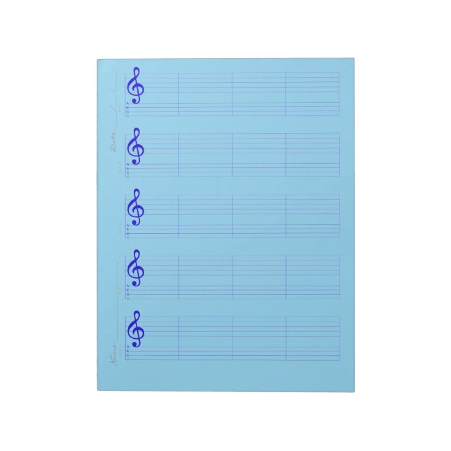 Staff & Ukulele Tab Paper – Printable Template Notizblock (Rotiert)