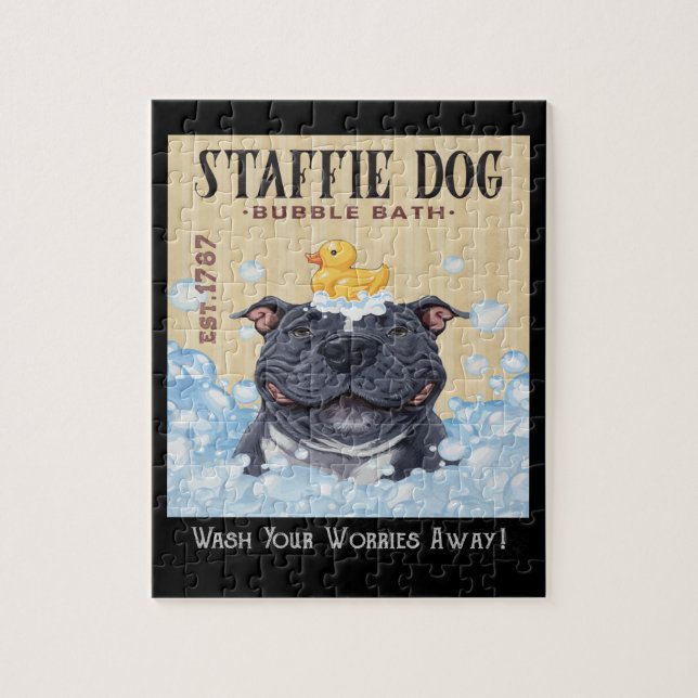 Staffi Staffordshire Bull Terrier Dog Bubble Bath (Vertikal)