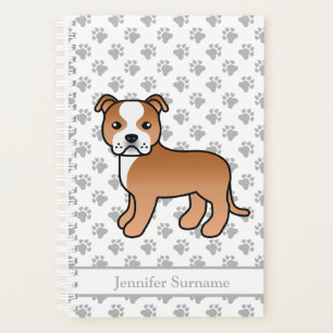 Staffie Rouge Et Blanc Chien De Dessin Animé Migno