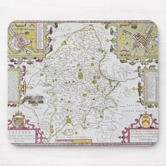 Stafford County und Stadt, graviert durch Jodocus Mousepad (Vorne)