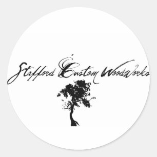 Stafford Custom Woodworks Logo Black & White Runder Aufkleber