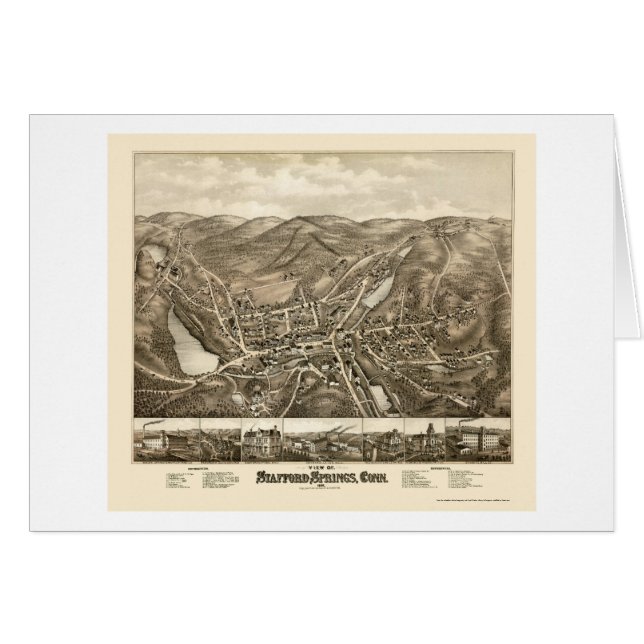 Stafford Frühlinge, panoramische Karte CT - 1878 (Vorderseite (Horizontal))