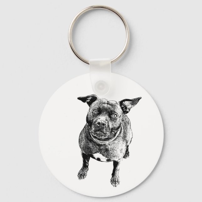 Staffordshire Bull Terrier Art Style Schlüsselanhänger (Vorderseite)