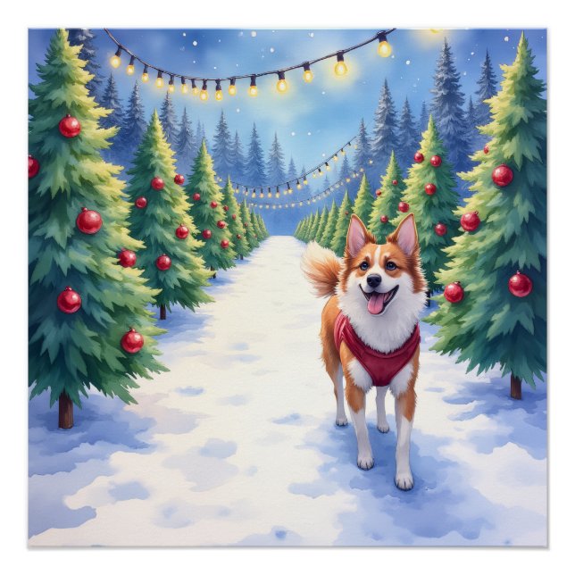Staffordshire Bull Terrier at Christmas Tree Farm  Poster (Vorderseite)
