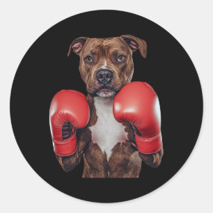 Staffordshire Bull Terrier Boxing Runder Aufkleber