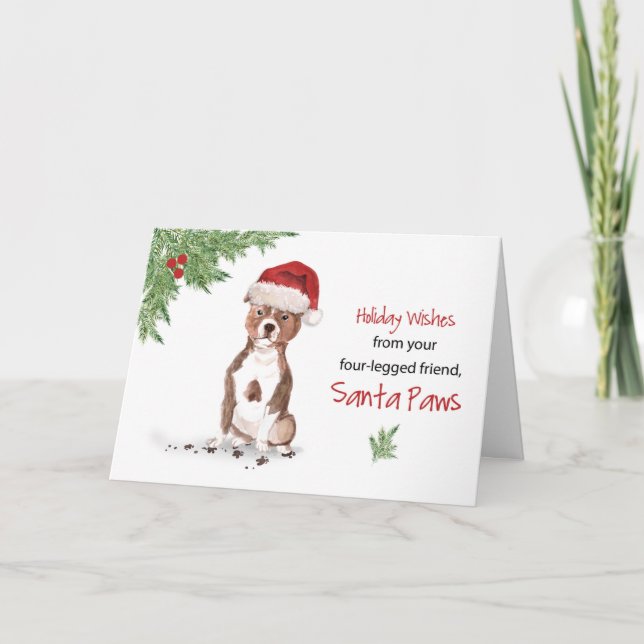Staffordshire Bull Terrier Christmas From Dog Karte (Vorderseite)