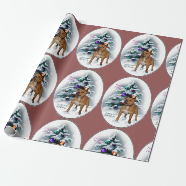 Staffordshire Bull Terrier Christmas Geschenkpapier (Ungerollt)
