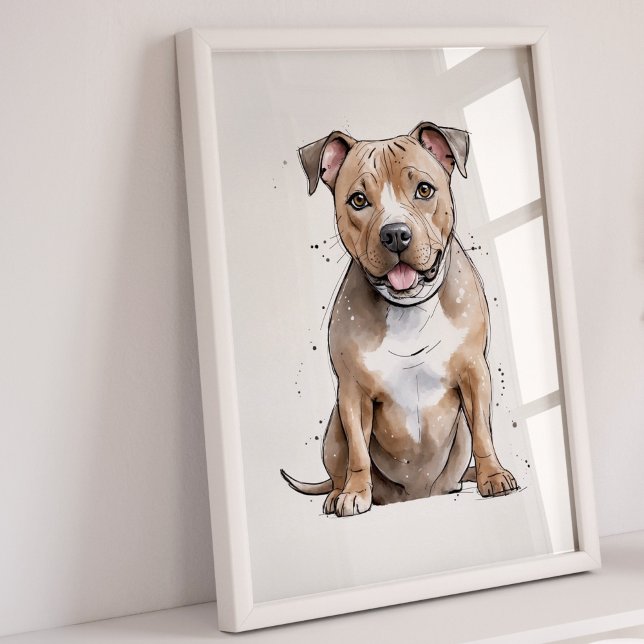Staffordshire Bull Terrier | Dog Art Print Poster (Staffordshire Bull, Staffordshire Dog, Bull Terrier Print, Staffy Dog Art Print)